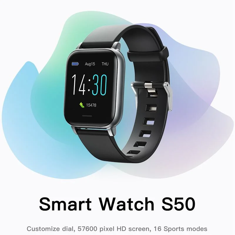 S50 جهاز مراقبة معدل نبضات القلب للرجال والنساء من Smart Watch جهاز التتبع الخاص بالرياضات المائية ومقاوم للحرارة IP68