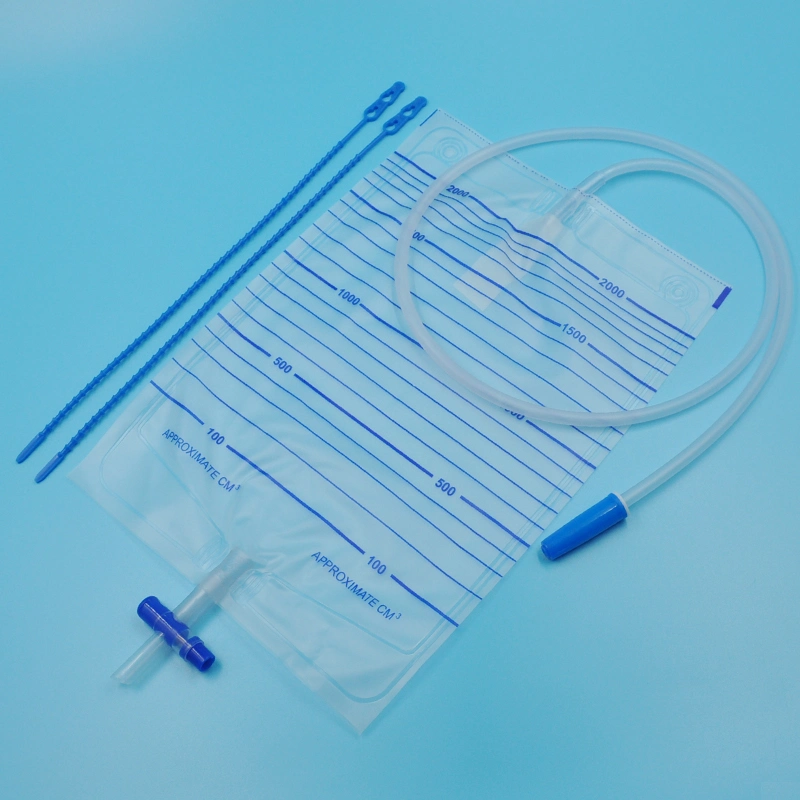 CE Certificated Disposable Urine Drainage Collection Bags 2000ml with Cross Valve