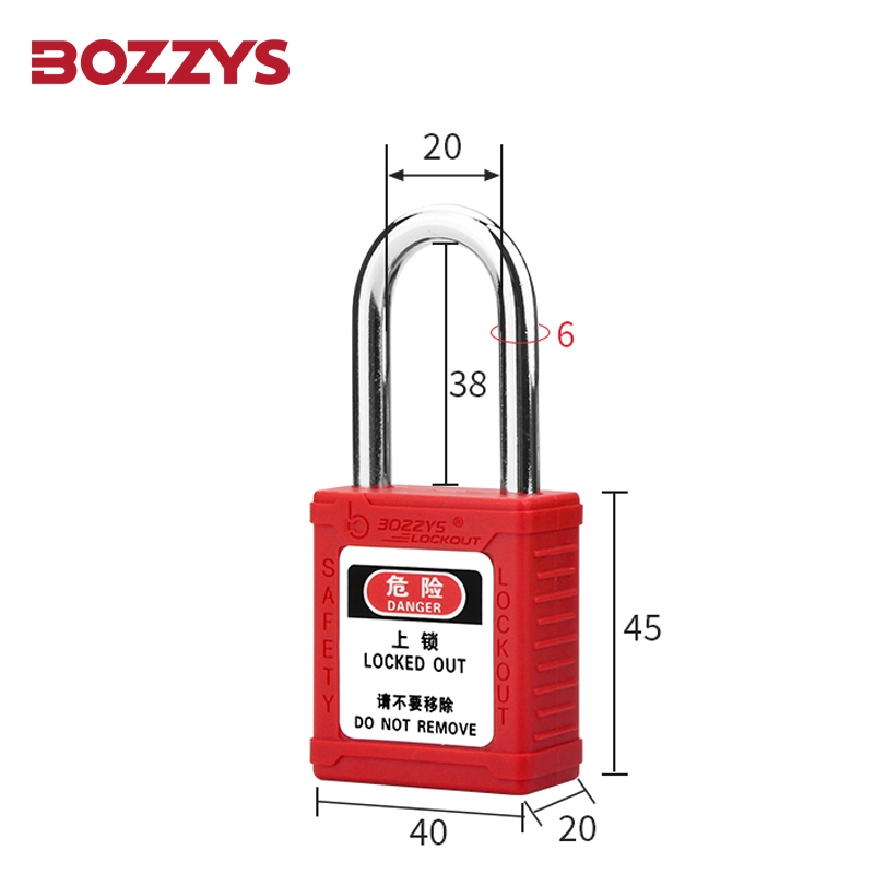 6*38mm Insulated Nylon Shackle Safety Padlock with Master Key for Industrial Lockout