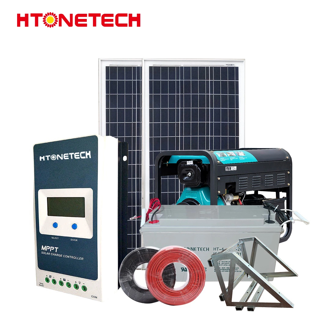 Htonetech 3kw 5kw off Grid Solar System Complete Kit China 5000W 45039W Mono Perc Solar Panels Single Face 9.6kw Diesel Generator Solar Energy System 1kw