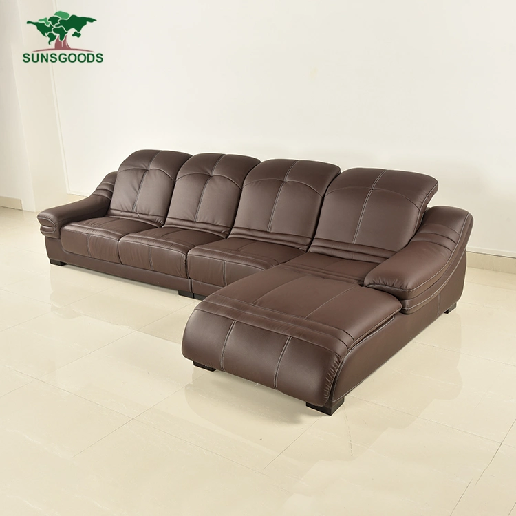 American Leisure Hotel L Shape Sectional Modern Genuine Leather Corner Furniture Wood Frame Sofa