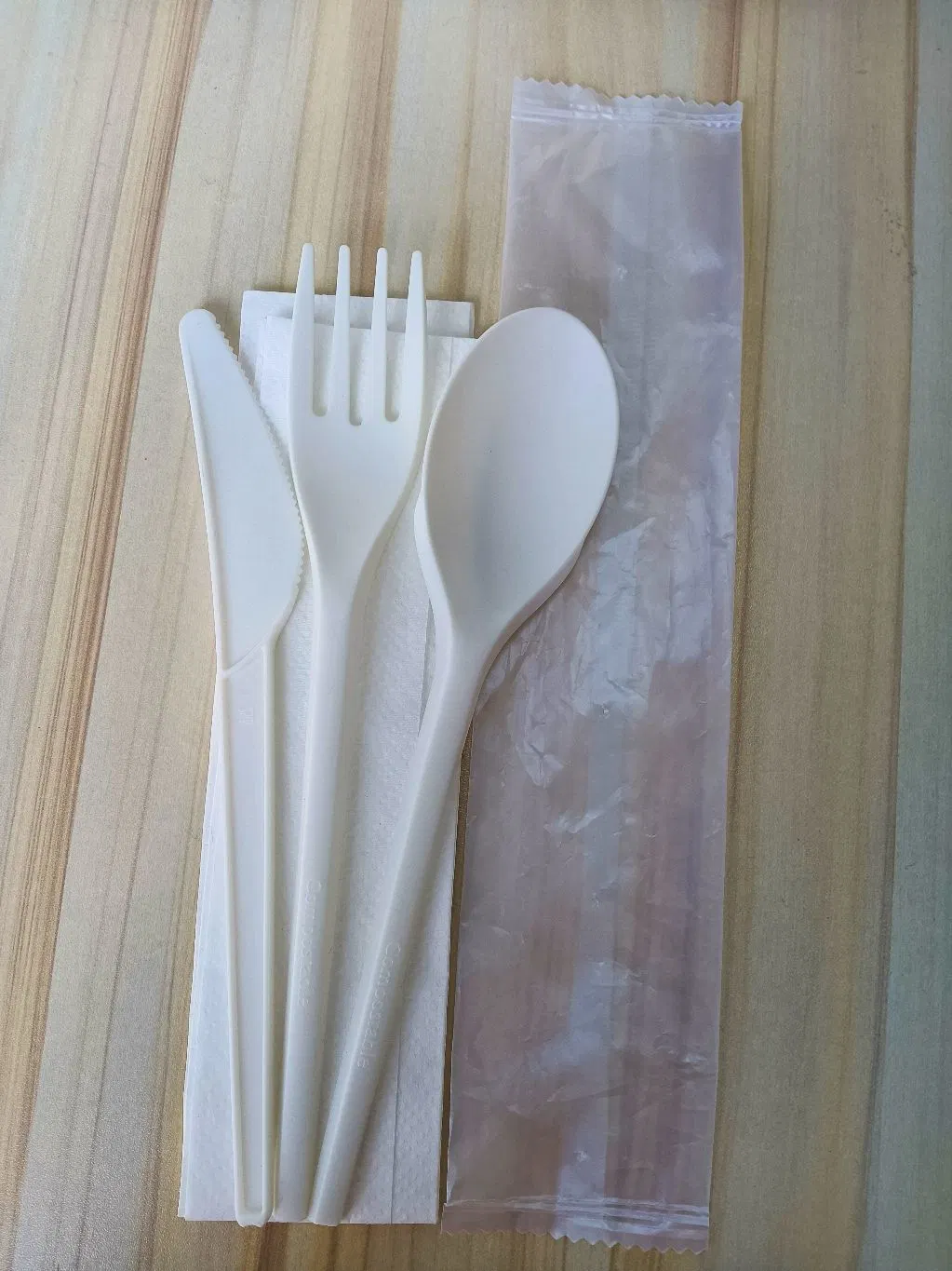 Amazon Hot Sales Biodegradable Disposable Kitchen Tablware Cpla Compostable Cutlery Set Bio Packed