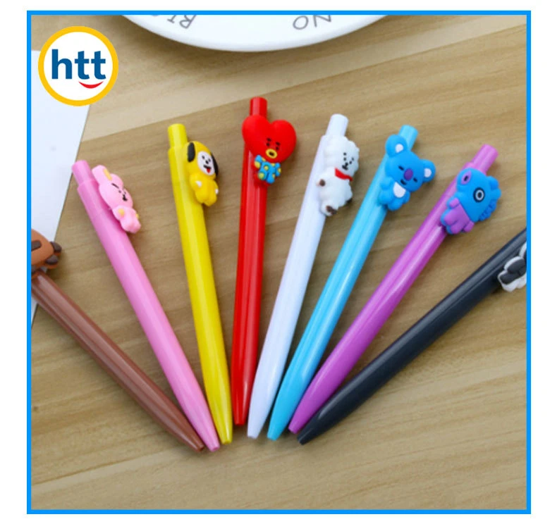 School Office Signature Pen Cartoon Toys Black Pen Press Plastic Ballpoint Pen