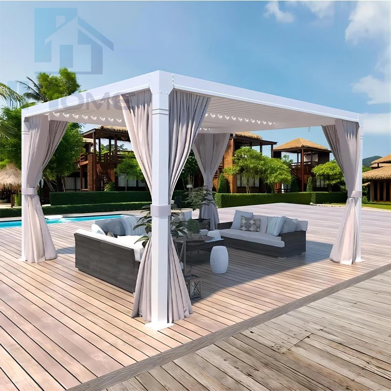 Elegante y simple Jardín de aluminio exterior barbacoa Gazebo eléctrico con Ventilador gazebo