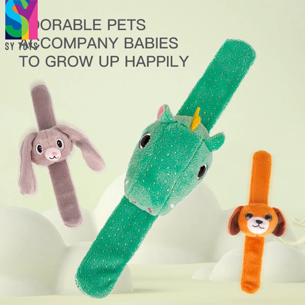 Sy Toys Cute Gift for Kids Rabbit Dog Unicorn Cat Dinosaur Soft Plush Material Girls Bracelet Wristband Set Stuffed Animal Wristband Toys