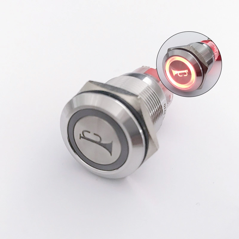 Laser Custom Engraved Push Button Switch 19mm Momentary Metal Start Stop 220V Latching IP67 Spdt