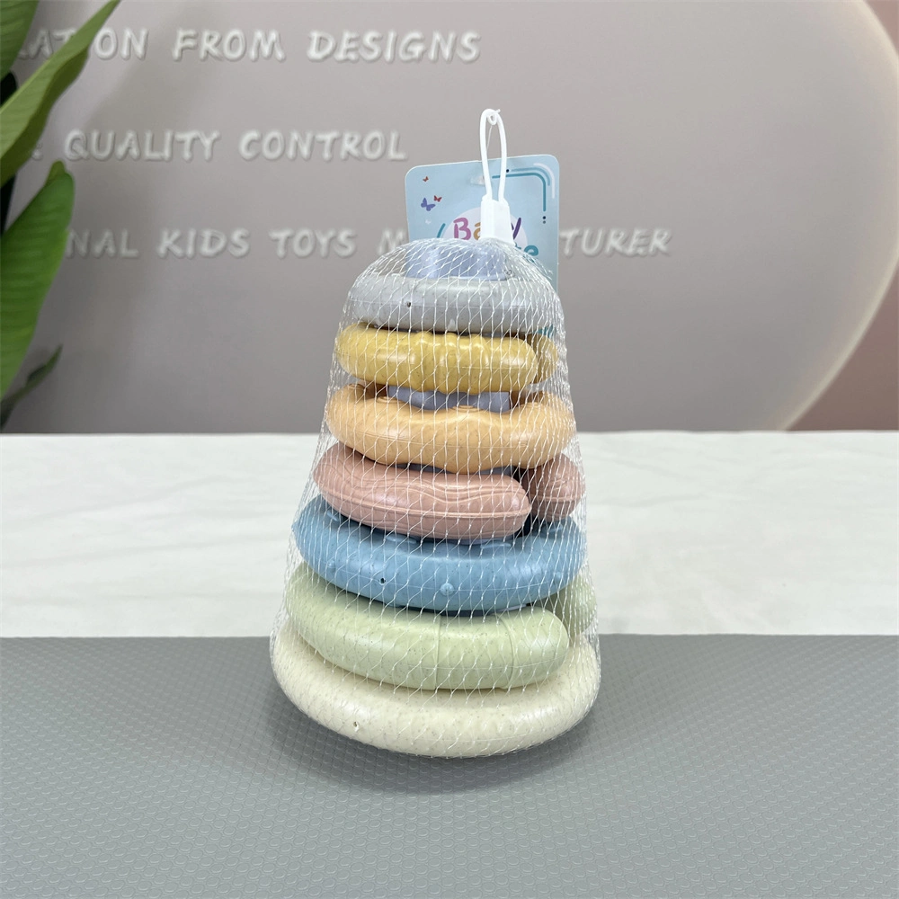 Baby Soft Silicone Teething Stacking Ring Educational Learning Rainbow Tower Juguete para bebés y niños Regalo