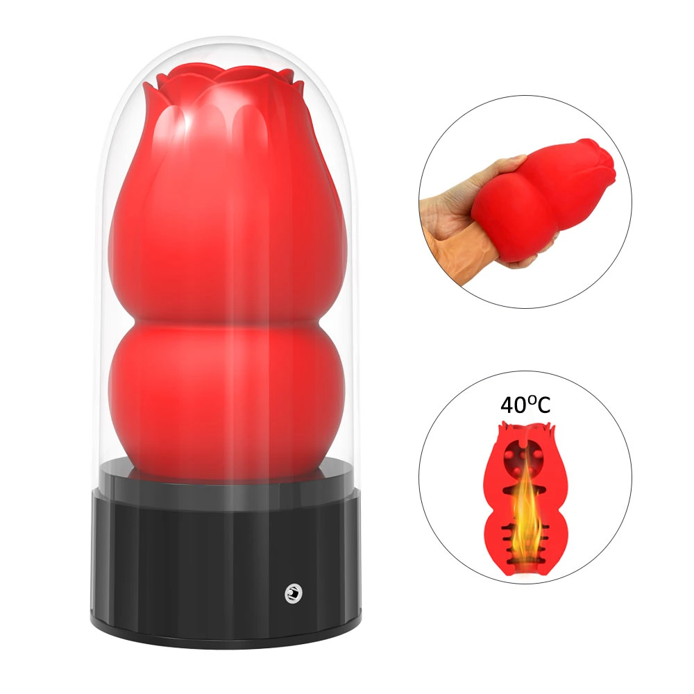 Rose Masturbation Cup Heating Sexy Mold Male Masturbation Clip Suction Penis Trainer Adult Sex Product Wholesale/Supplier