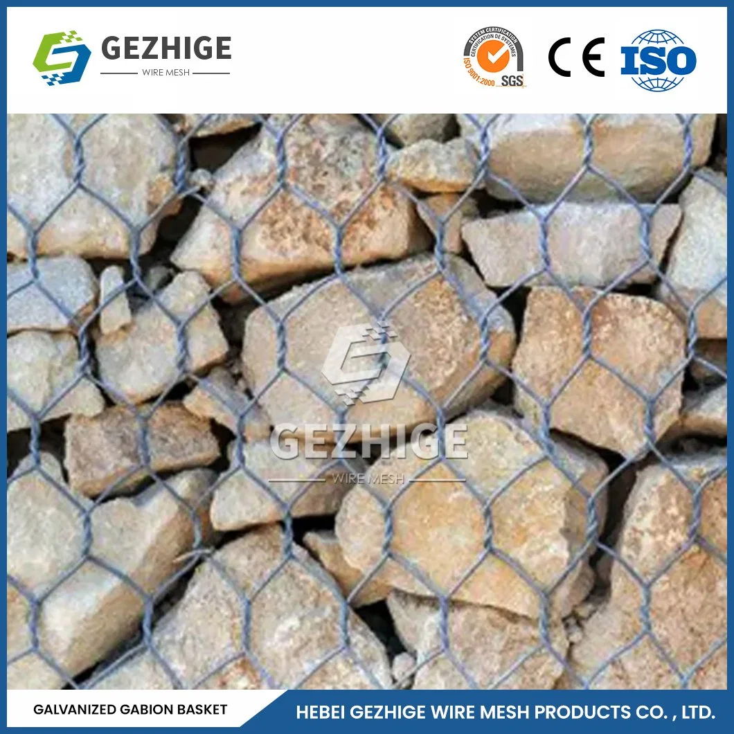 Gezhige 80X120 mm Building Gabions Factory 2.0-4.0mm Wire Thickness Plastic Coated Hexagonal Gabion China 4.0*1.0*1.0m Netting Gabion Mesh