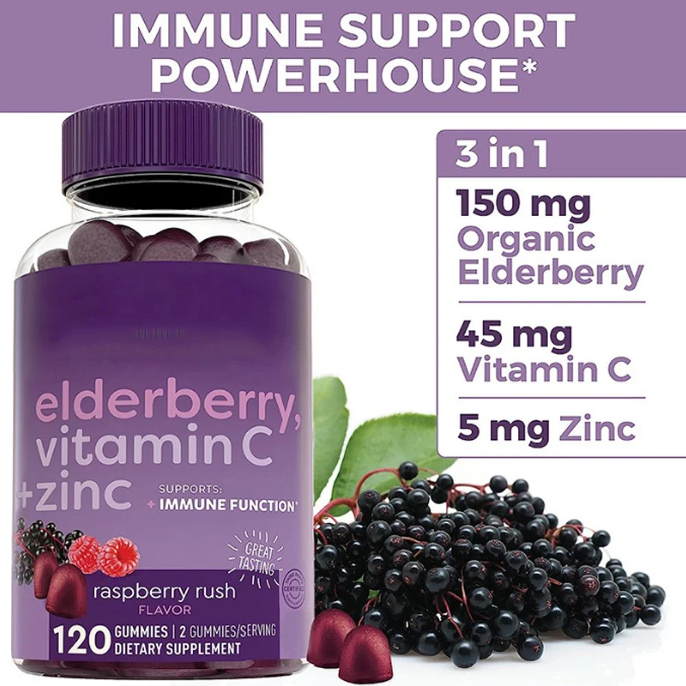 Novo orgânico Natural Sugar livre elderberry Gummies Suplemento semente preta Óleo Gummies