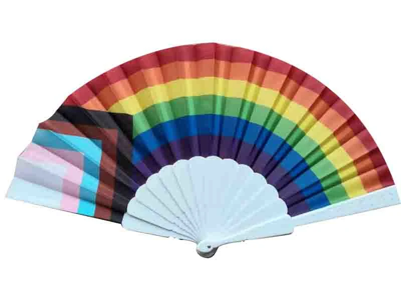 Traditional High quality/High cost performance  Fabric Polyester Hand Fan with Craft Paper Box