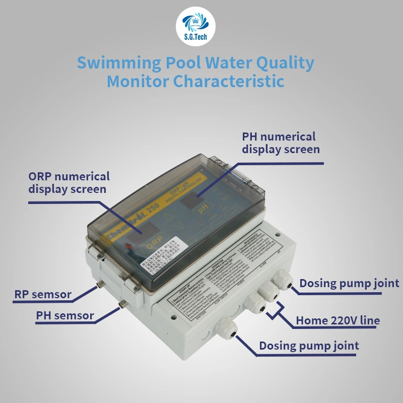 Piscina nueva llegada del sistema de control de calidad del agua piscina Monitor digital automático