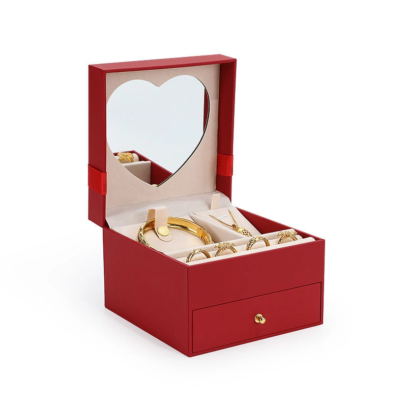 Modern Ins Style Red Gift Bag Irregular Shape Leather Jewelry Bracelet Storage Box Leather PU Jewelry Box Jewelry Gift Case Jewellery Case