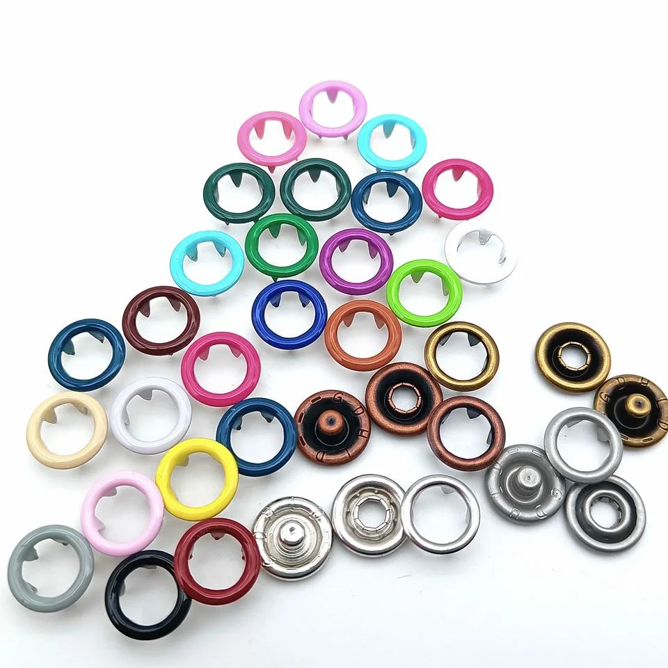 Wholesale Customized Eco-Friendly Multi-Colored Plating Alloy Prong/Ring Snap Buttons for Garments