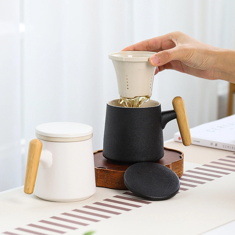 Fabrik direkt Verkauf Keramik-Becher mit Deckel Tee machen Cup Tee Trennung Tasse Filter Tasse Keramik Office Cup