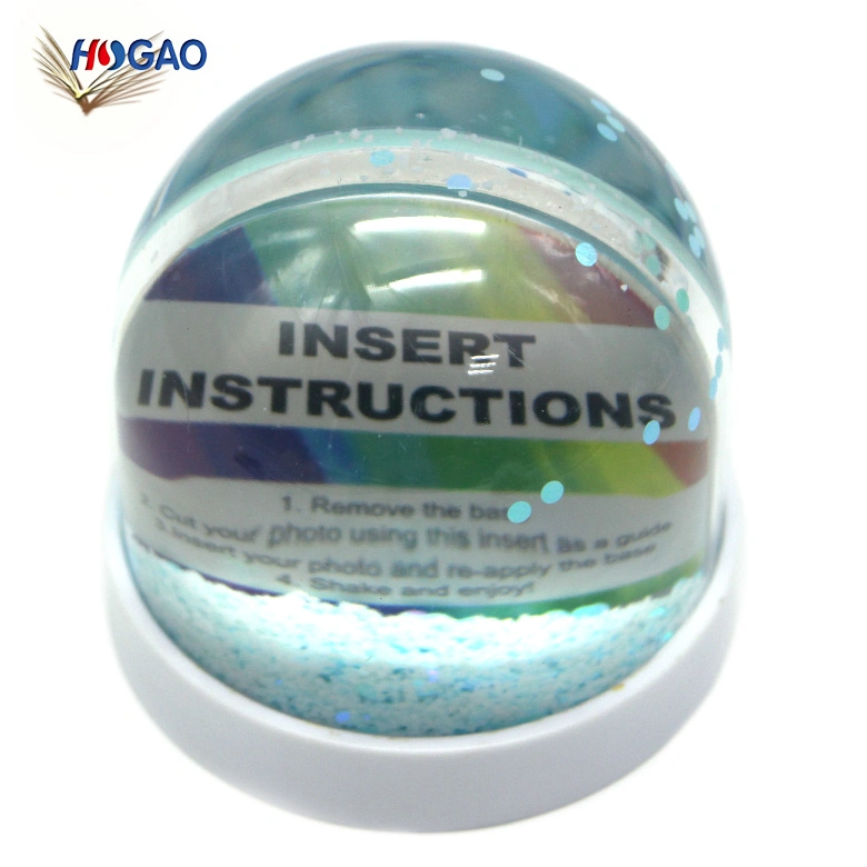 Color personalizado Glitter acrílico transparente de la base de la cúpula de acrílico de bricolaje Foto insertar el globo de agua vacías de plástico Snow Globe