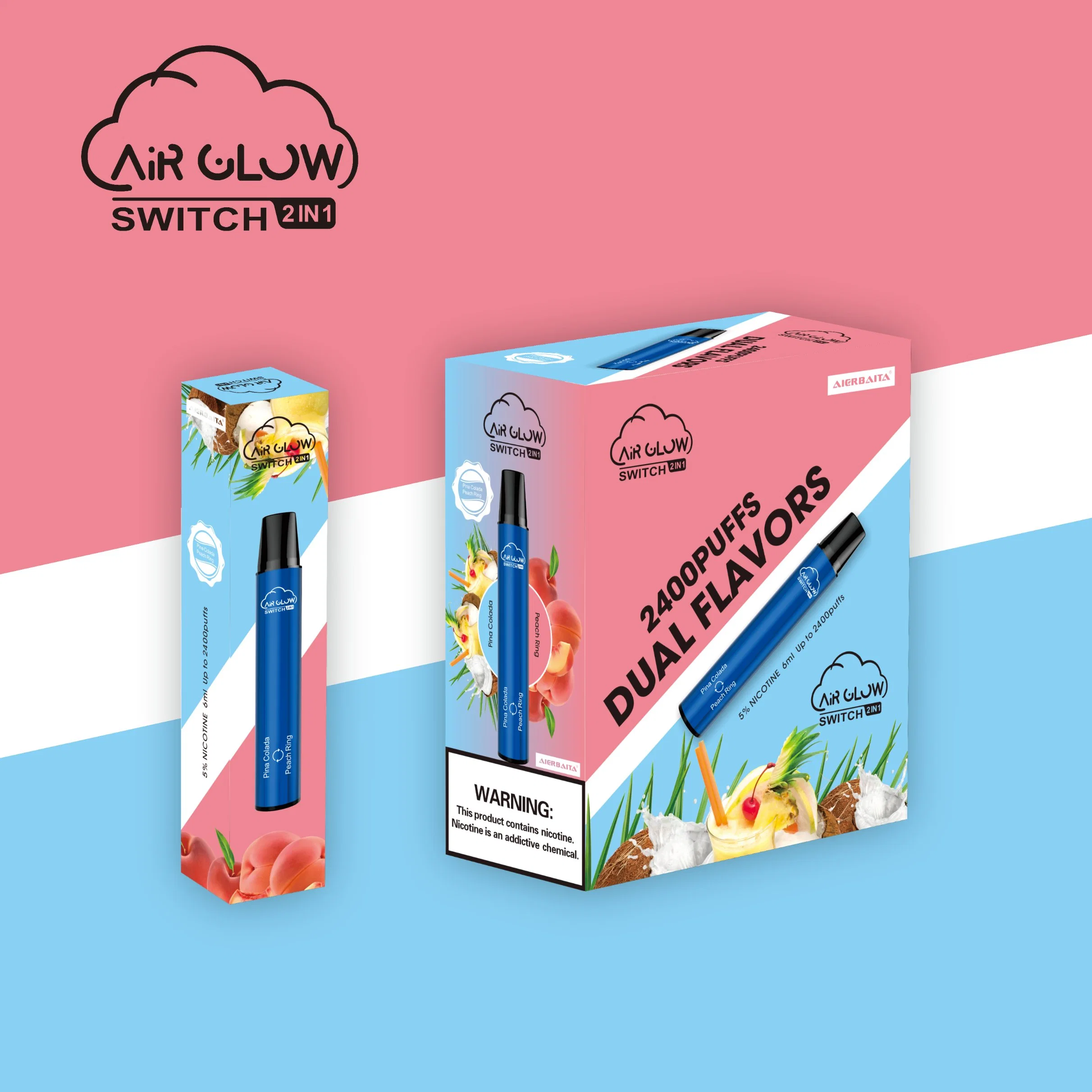 2022 Nueva Venta caliente de 18 Kg/Box 2500 inhalaciones de nicotina Disposible Vapes baja con la luz