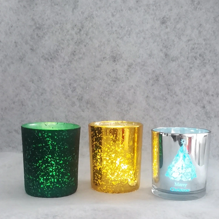 Electroplating Bulk Round Candle Container Glass Candle Jar