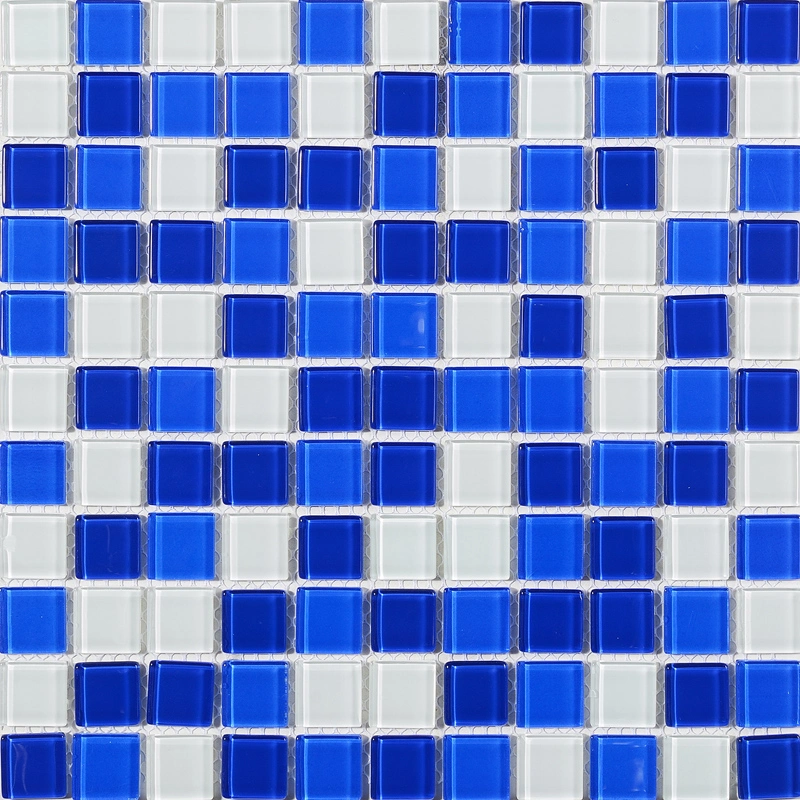 China Wholesale/Supplier Square Blue Blend Hot Melt Glass Mosaic for Swimming Pool