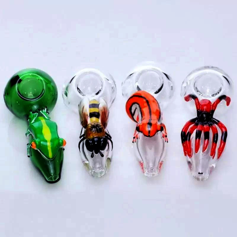 Factory Wholesale 3D Animal Modeling Glass Smoking Hand Pipe Glass Tobacco Spoon Pipe