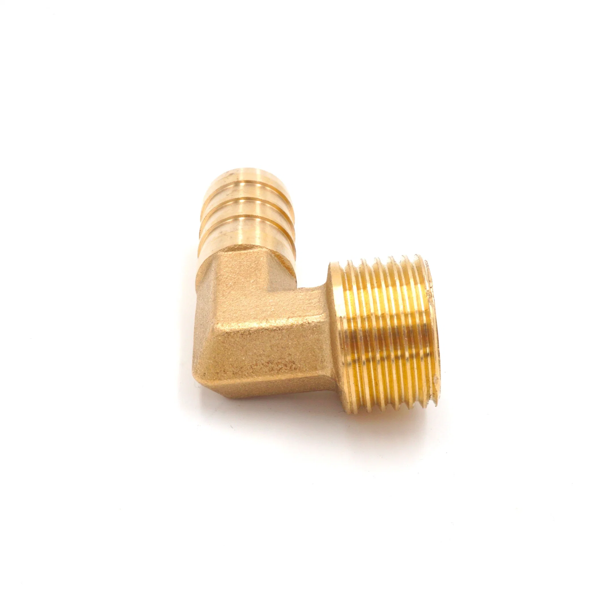 Brass Barb Hose Fitting 90 Degree Elbow 14mm to G3/8 Male Pipe Adapter Connector