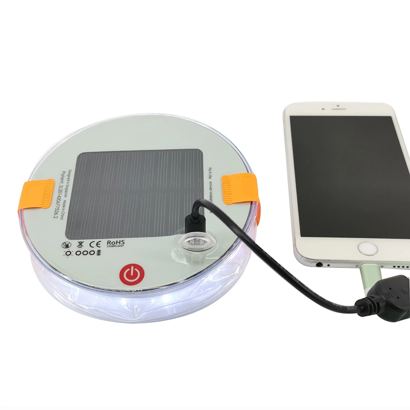 LED dobrável para exterior dobrável insuflável solar 100% à prova de água Telefone 2 em 1 Carregador bateria luz solar para campismo