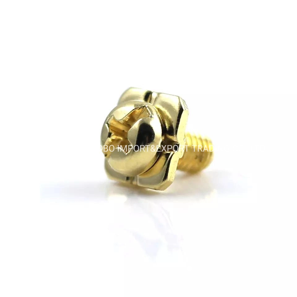 Pm/Qw5*10 Brass Pan Head Terminal Sems Screw with Square Washer