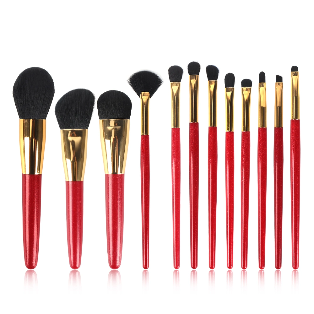 Rojo Classic Mango de Madera polvo Fundación de la pradera de ojos maquillaje Brush Beauty Cuidado Pinceles cosméticos