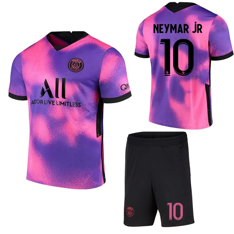 2021 Paris Third Away T-shirt Messi no. 30 vestuário de futebol no. 10 vestuário Neymar no. 7 camisola Mbappe para homem e criança