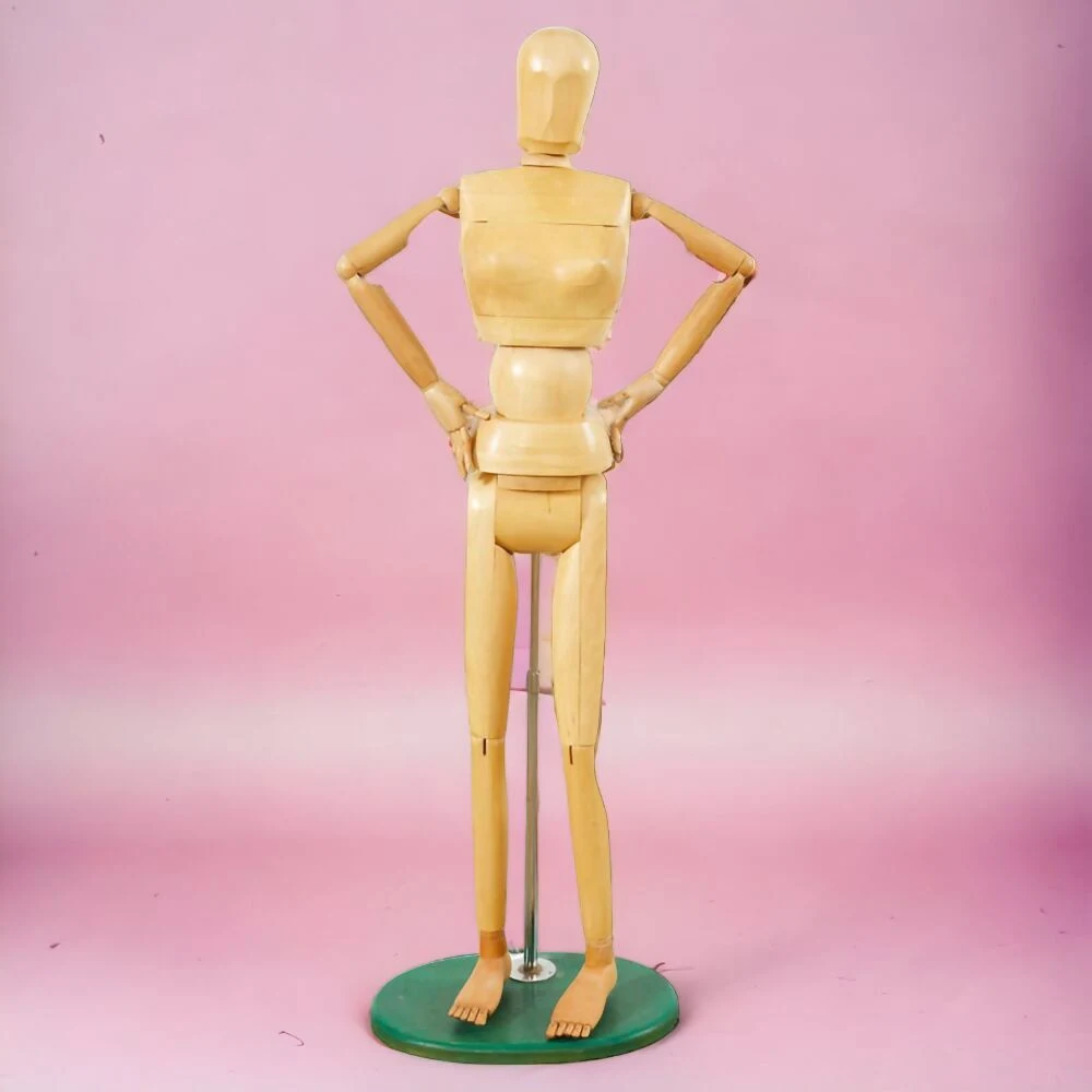 68 Inch Lifesize Wooden Manikin Female with Base and Flexible Body