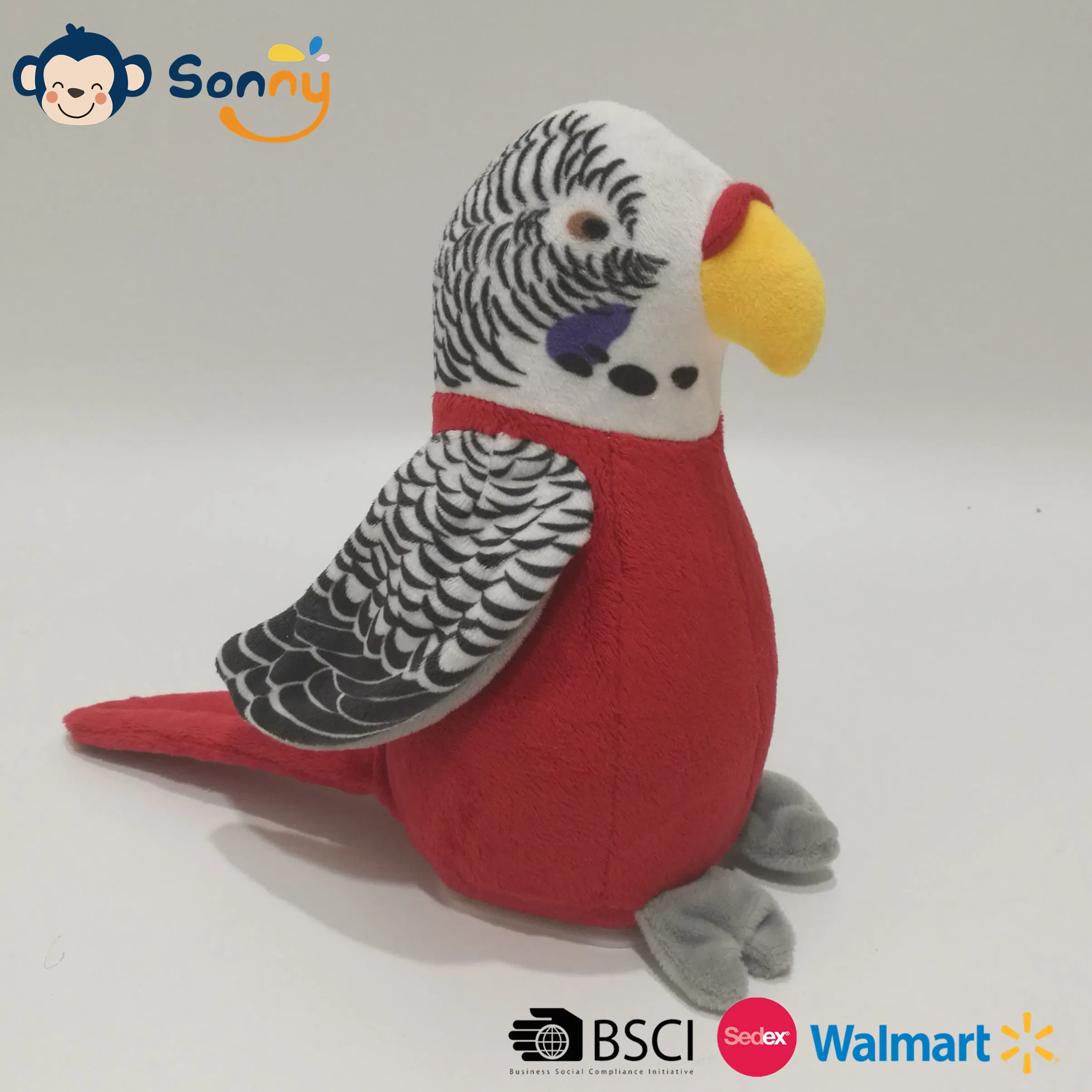 2023 Hot Selling grabación de voz personalizada, repetición y Alas que aletan Plush Parrot Talking Back Toy BSCI Audit