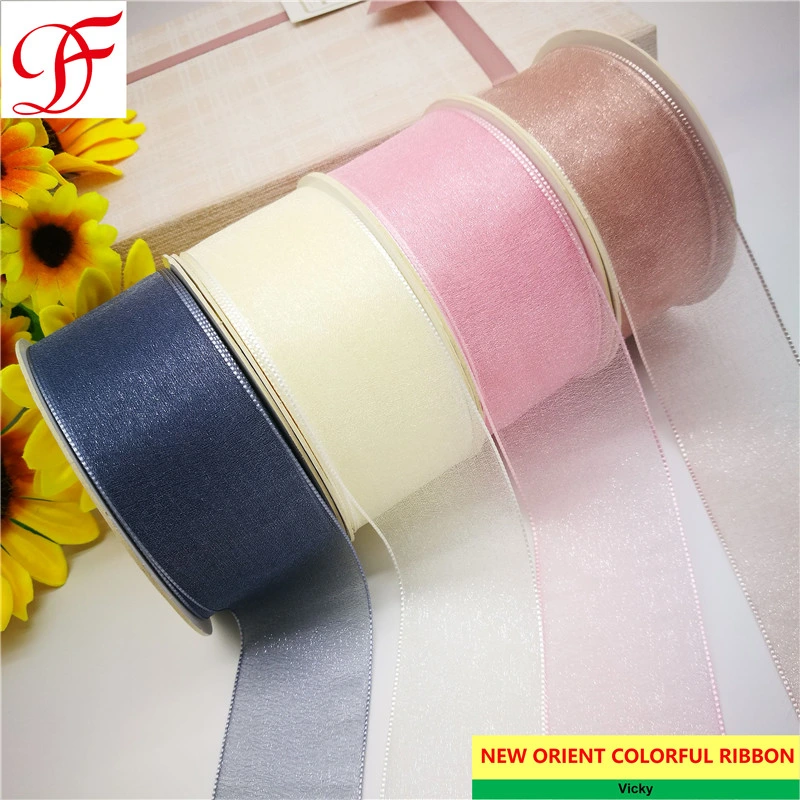 Spark Sheer Organza Ribbon Grosgrain Satin Double/Single Face Ribbon Hemp Taffeta Ribbon Metallic Ribbon From Size 3mm~75mm with Nylon Material