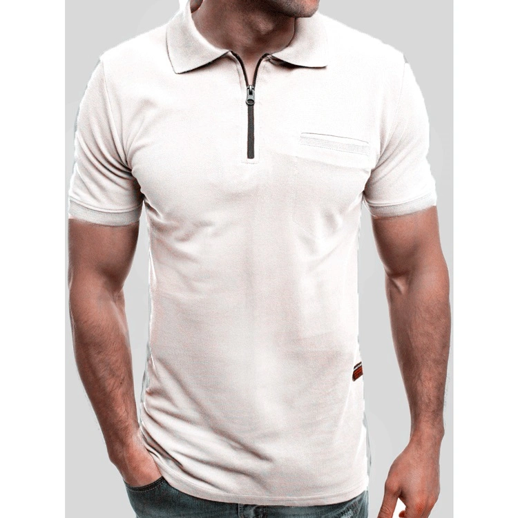 Wholesale Men Polo Shirt Short Sleeve Shirts Golf Polo Clothing Summer Streetwear Casual Fashion Zipper Tops