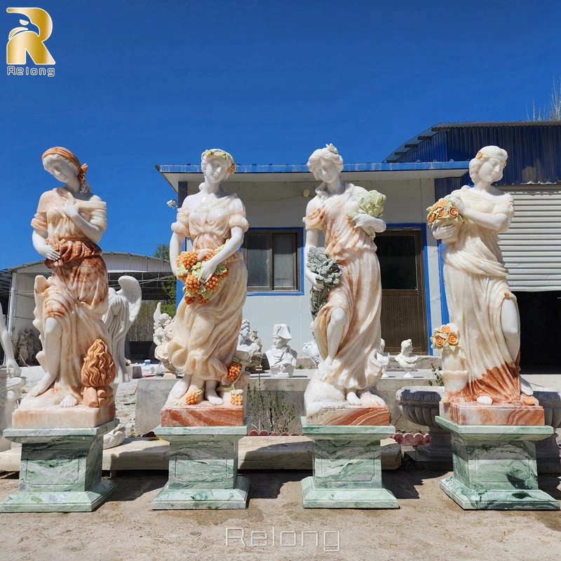 Jardín exterior ornamento Clásico mármol Blanco 4 Temporada Estatua de Dios Escultura