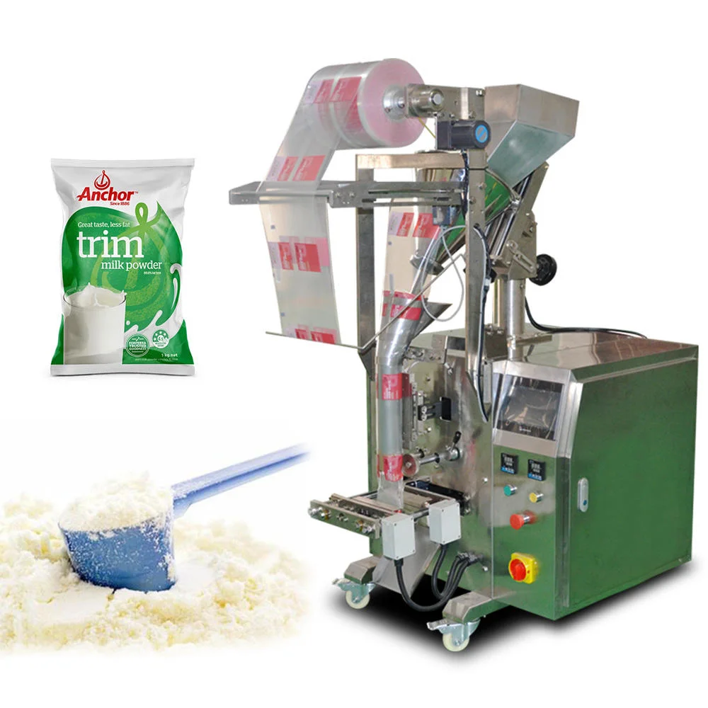 Petite machine d'emballage de poudre de thé au lait en sachet instantané pour boisson solide de café sucré.