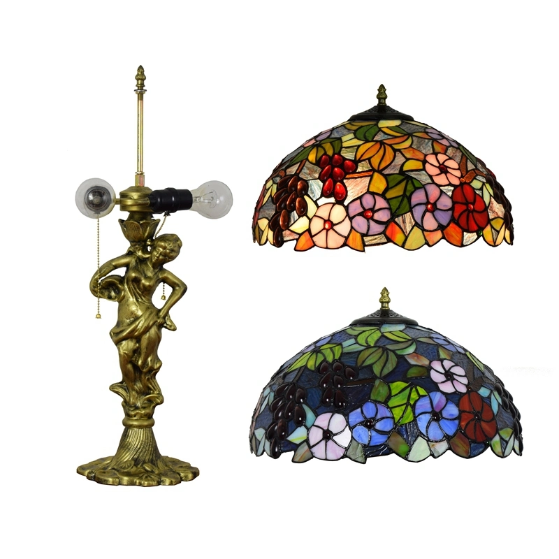 Jlt1119 Tiffany Style Table Lamp Beauty of Grapes Glass Handcrafted Shade Desk Light