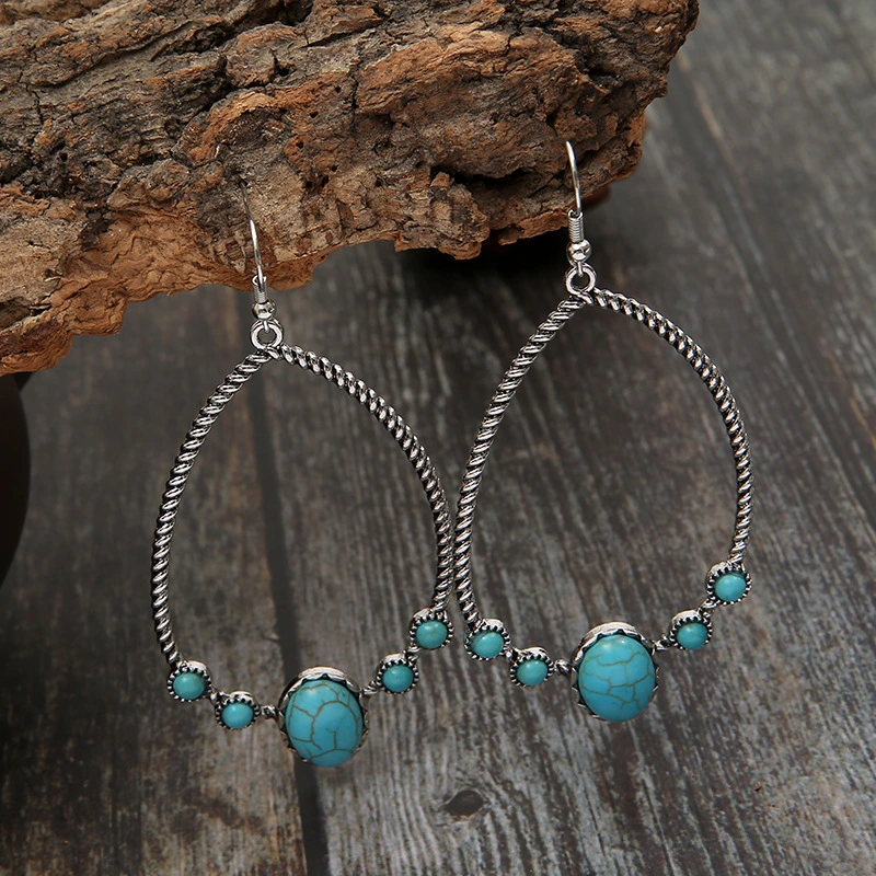 Retro Water Drop Turquoise Earrings New Western Earrings