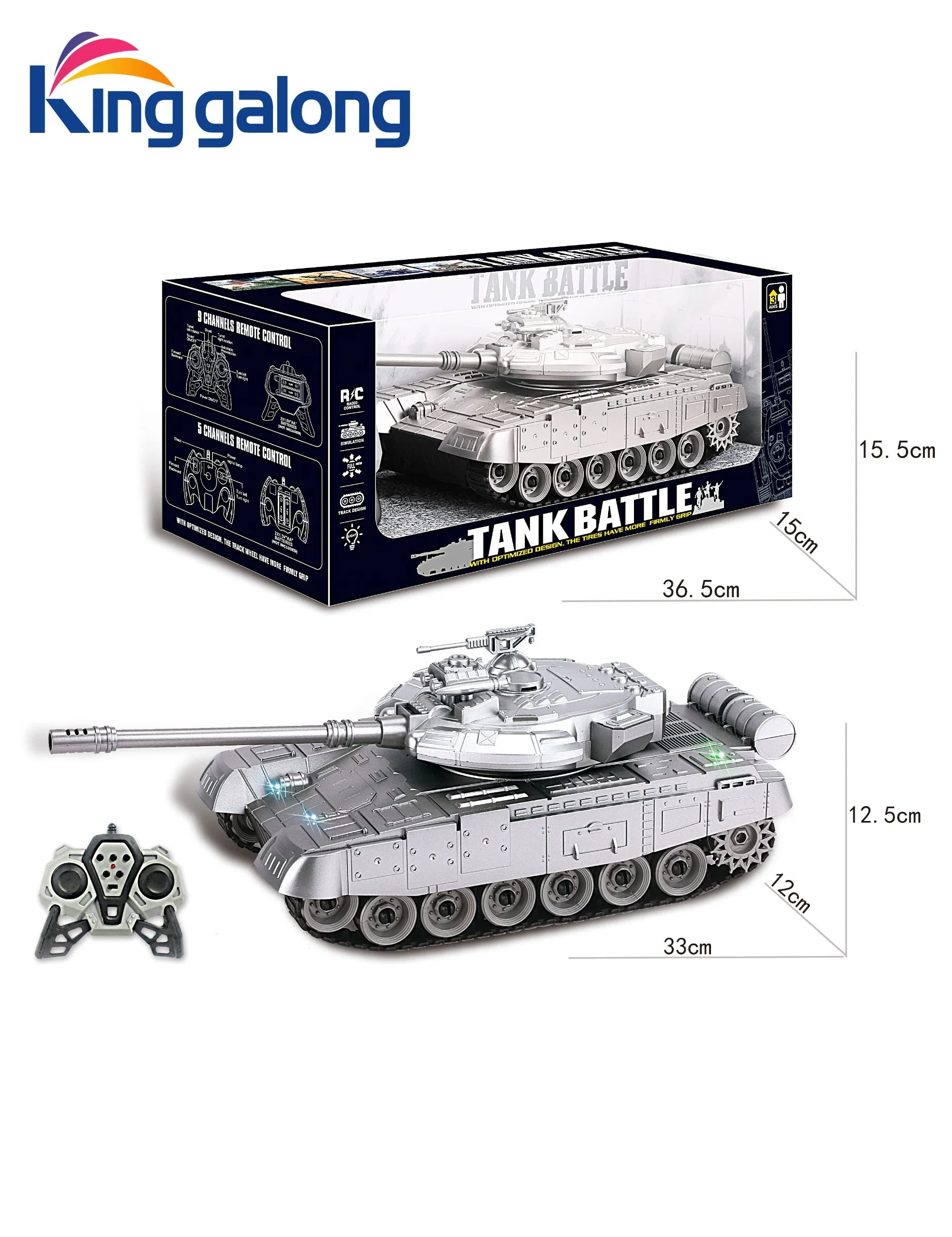 2.4G Rotating Turret Light Vehicles Model Toys RC Mini Simulation Remote Control Tank for Kids Children