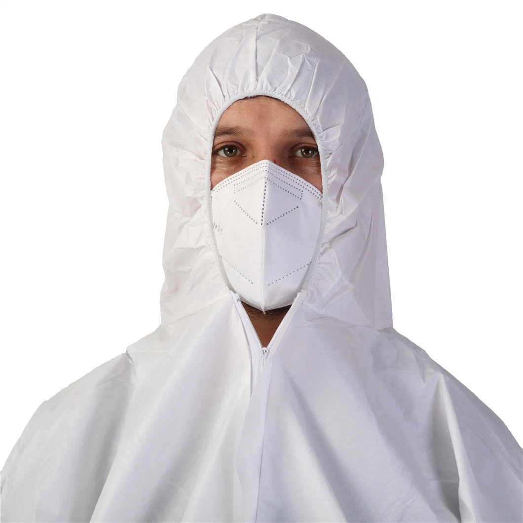 White Color Waterproof Disposable Coveralls Clothing Safety Hazmat Suit 65 GSM PP PE