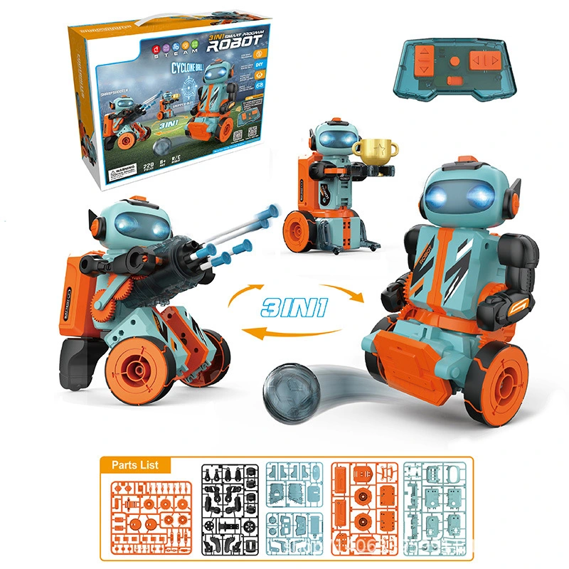 Kids Stem Educational Programming Robotic Building Kit Multifunctional Remote Control Intelligent Shooting Robot Model Toys