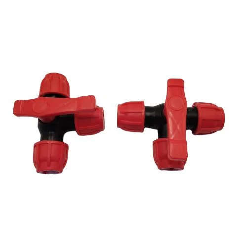 Red PP Compression Pipe Fitting Three-Way Valve ISO for Water Supply