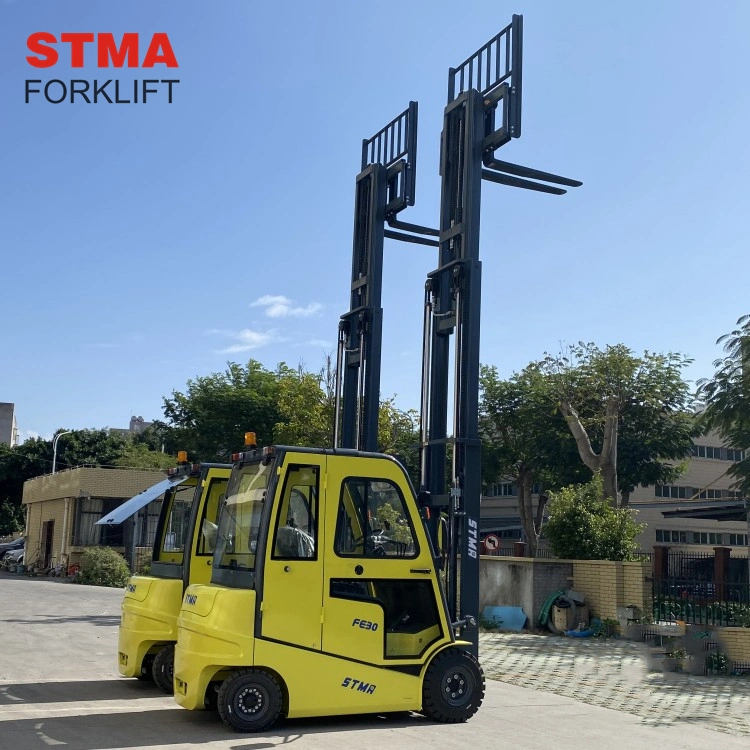 Stma carro elevador eléctrico de 3 tonelada Empilhadeira de bateria com 5000mm mastro triplo