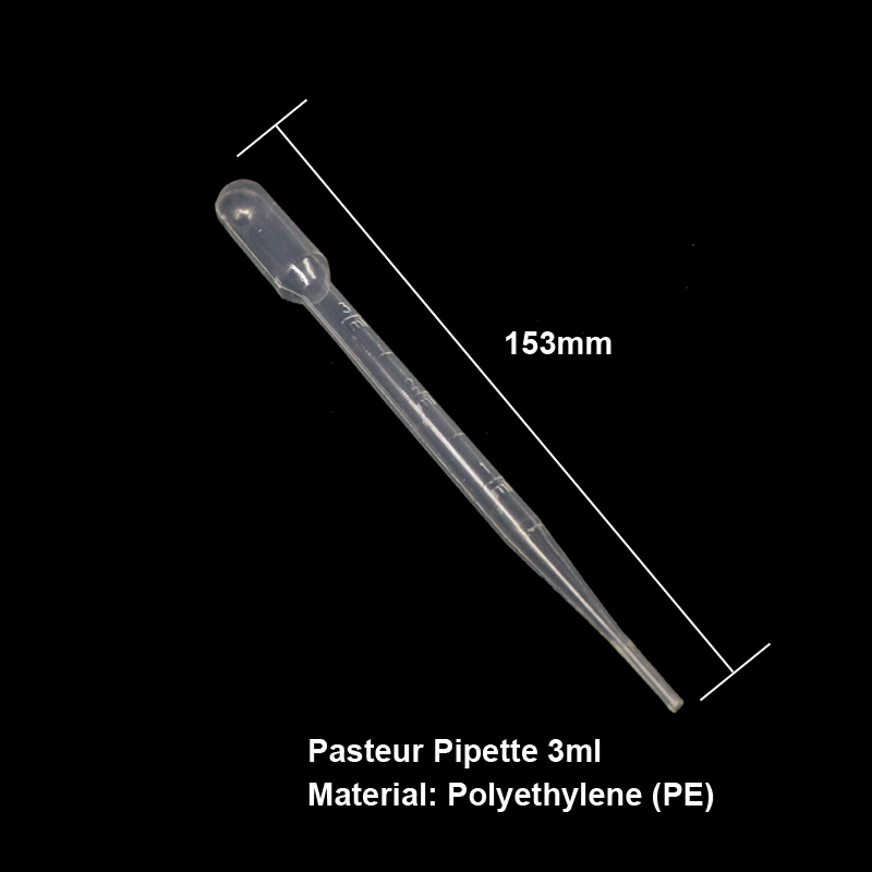 Desechables de laboratorio 3ml pipetas Pasteur con graduación transparente