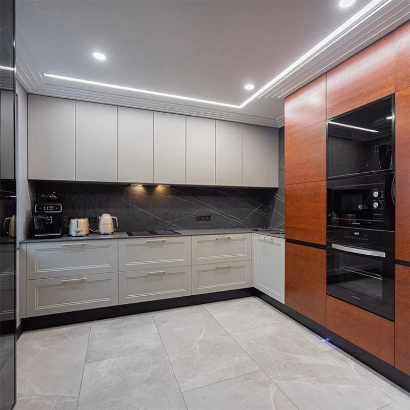 Modular Luxury Simple Design HPL with Fridge and Gas Grill Kitchen Furniture Kitchen Cabinets