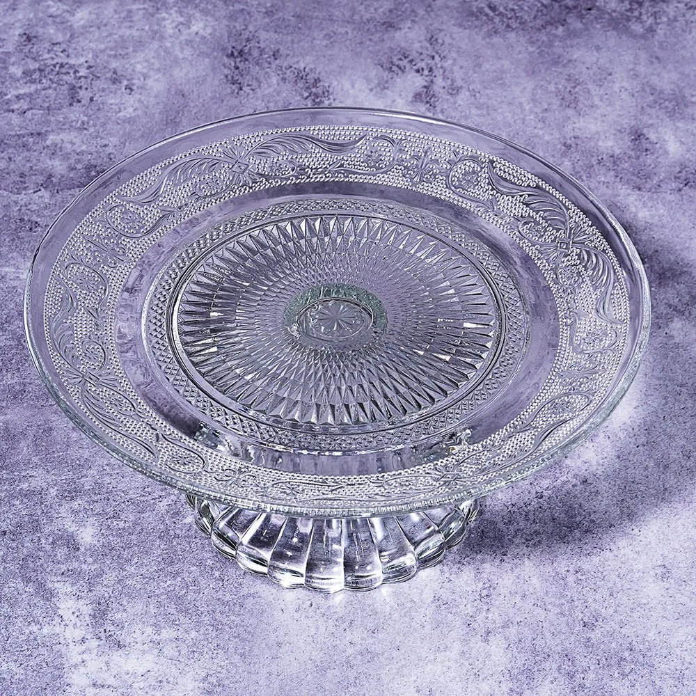 Luxury Table Decorated Glass Tableware Round Glass Plate Dinner Set for Christmas Party