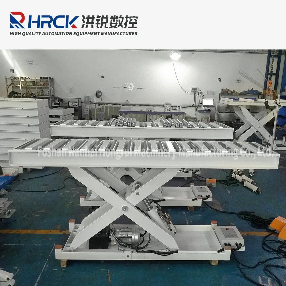 Hong Rui Reliable 3 Tons Hydraulic Scissor Lift Table with Powered Roller Surface OEM with CE Certificate