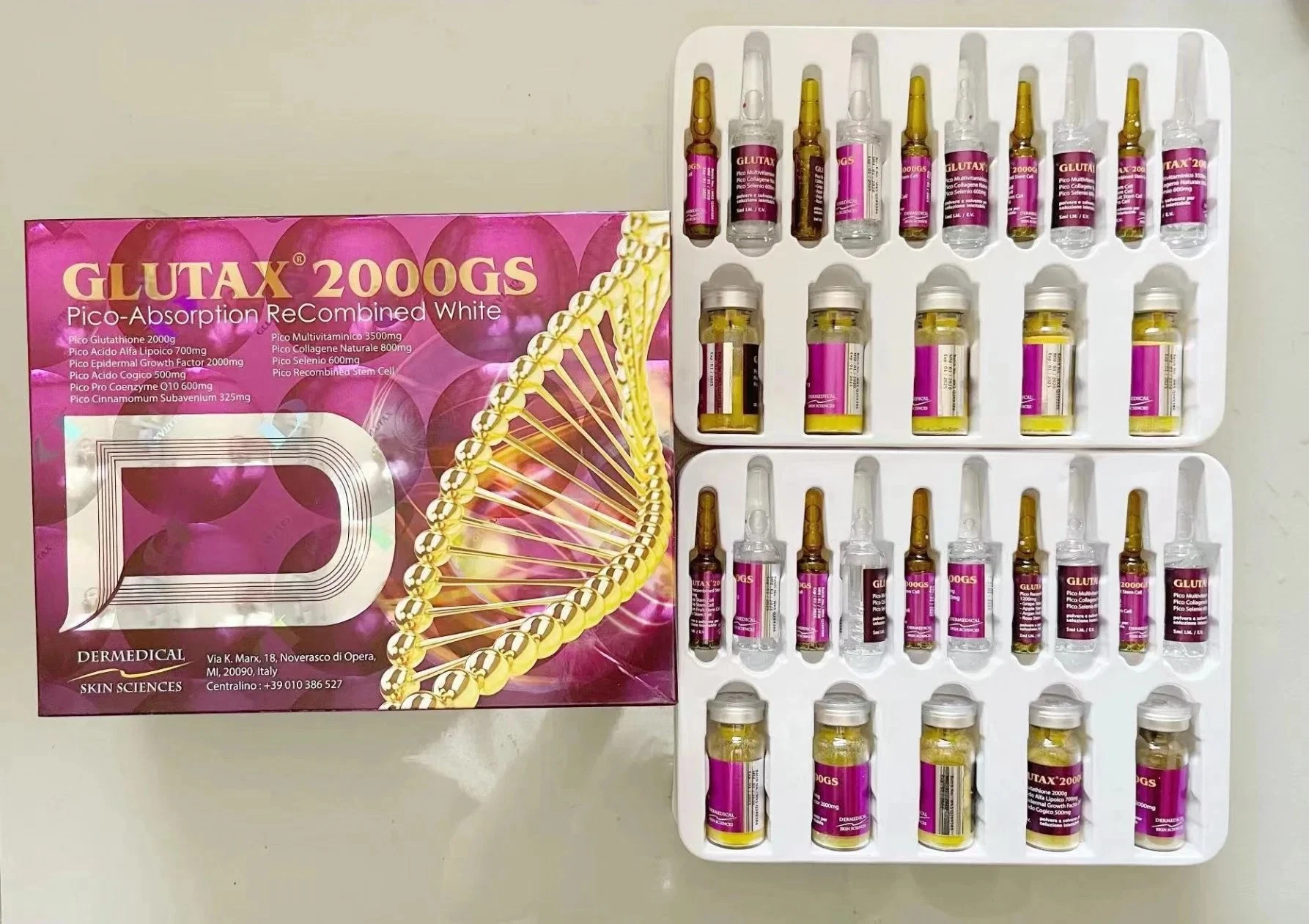 Wholesale/Supplier Whitening Products Italy Genuine Glutathione Injection for Glutax 2000GS Whitening