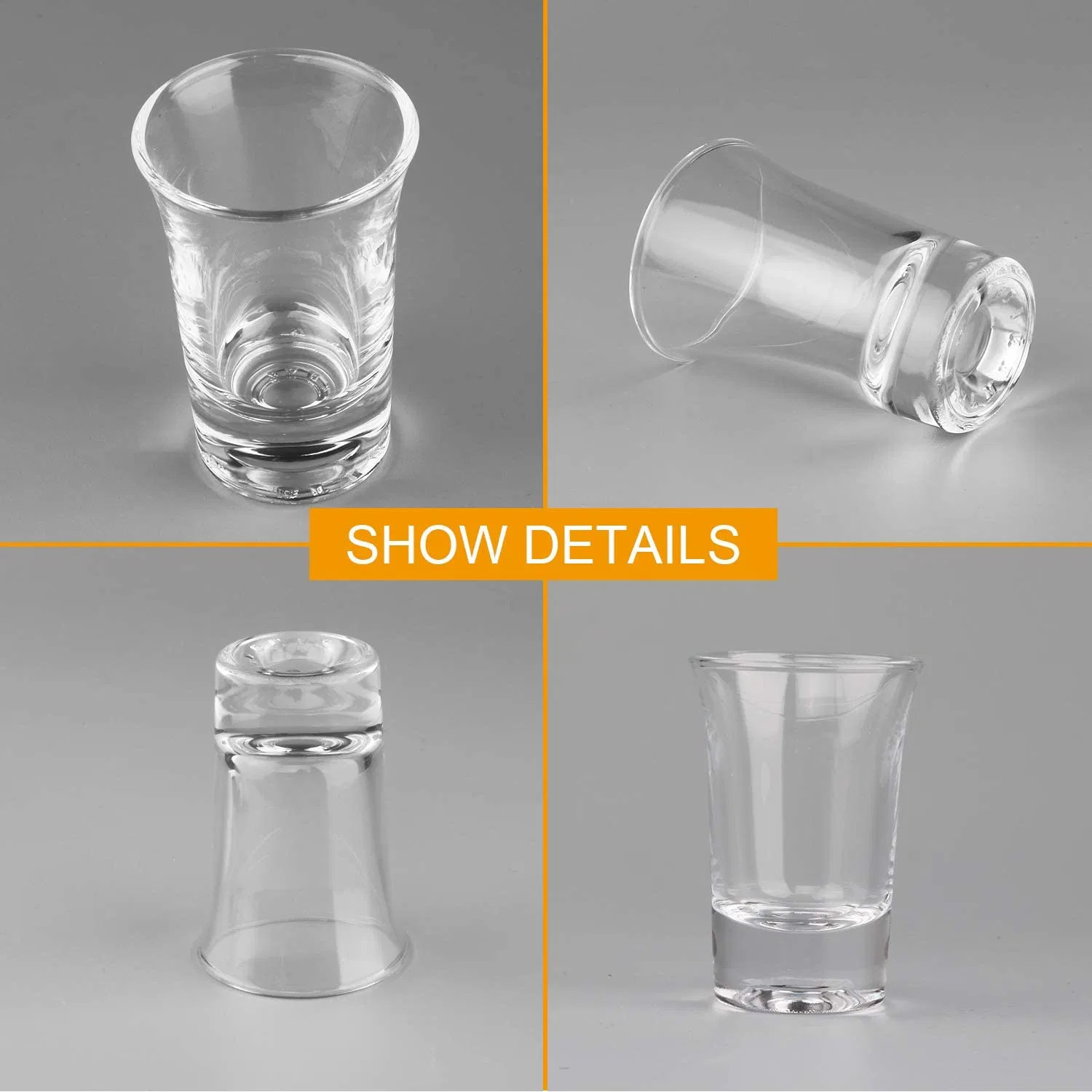 1.2 onzas Base pesada Whisky Shot Mini vasos de licor de tazas de vidrio