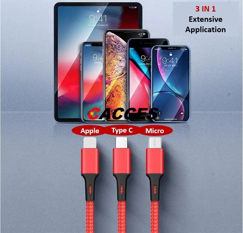 Nouveau type d'arrivée Android micro USB Lightning Cable câble téléphone, nylon tressé durable câble multi-chargeur câble câble de données