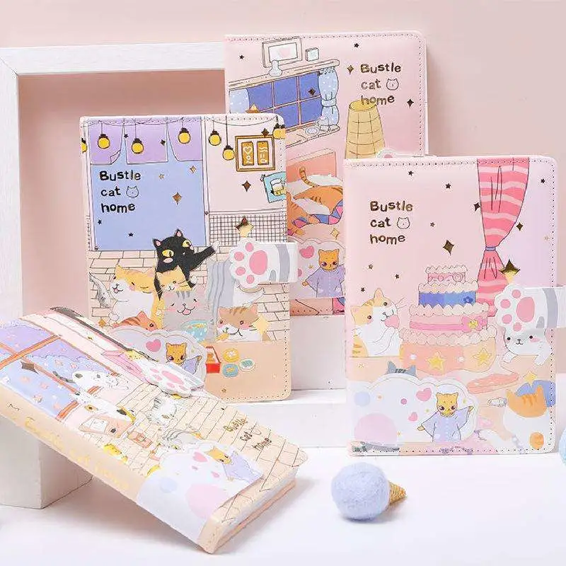 توفر القرطاسية غطاء القواسط Cawaii Cute Note Book الغطاء الحاردي من الجلد المغناطيسي من Cat المفكرة